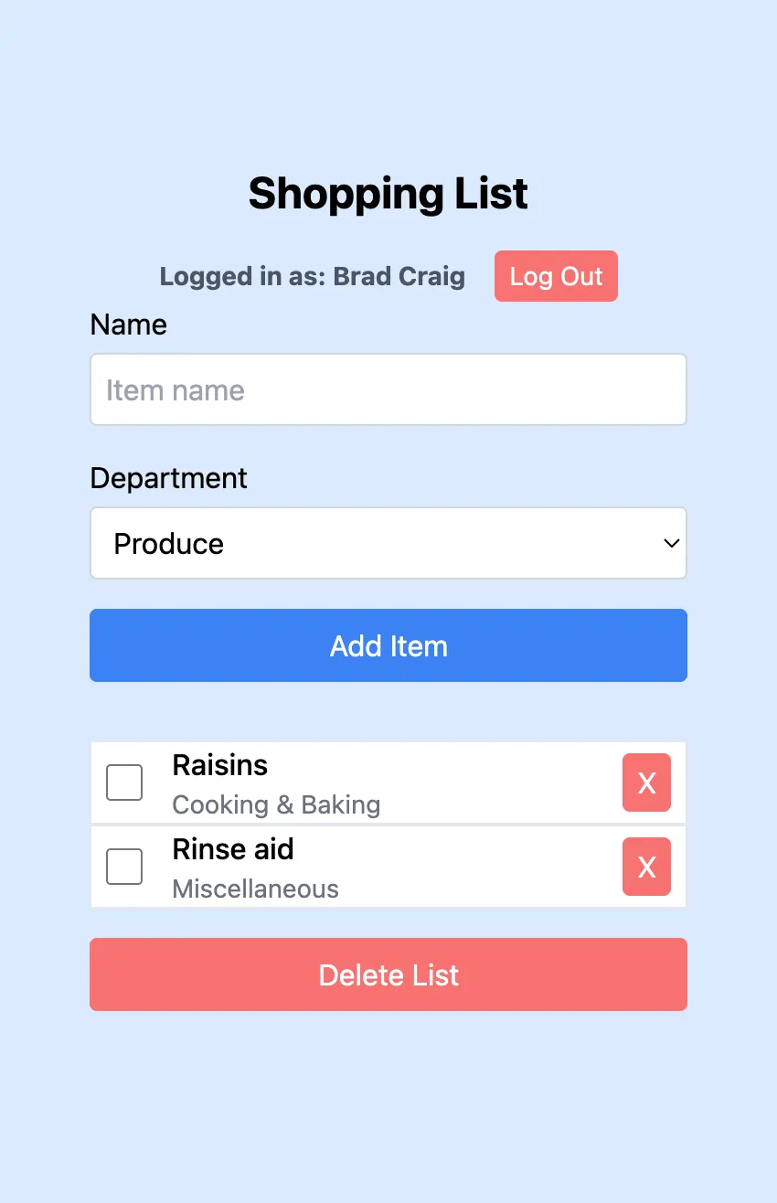 shopping list app screenshot